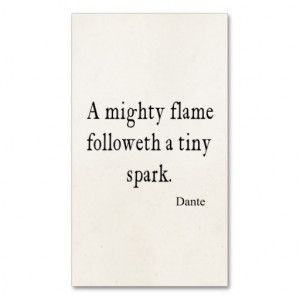 Vintage Dante Mighty Flame Tiny Spark Quote Quotes Business Card