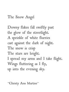 into the evening sky the snow angel poetry poem quotes sayings imagery ...