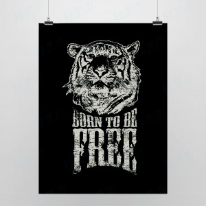 Light Art Picture Sayings Born Free Black Original Modern Tiger Animal ...