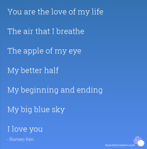 my life The air that I breathe The apple of my eye My better half My ...