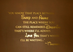 Tinkerbell Quote- You know that place between Sleep and Awake The ...