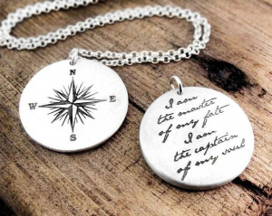 Compass Necklace Invictus quote - Inspirational necklace - graduation ...