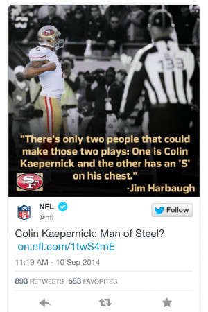 The caption was a quote by Jim Harbaugh saying only two people could