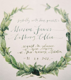 olive branch wedding invitation