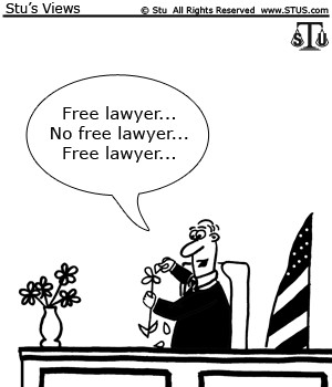Another political cartoon poking fun at the right to an attorney.