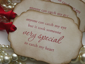Wedding Favor Quote Tags - Red Romantic - Vintage Style Gift Tags ...