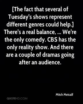 Mitch Metcalf - [The fact that several of Tuesday's shows represent ...