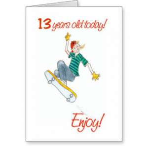 Skateboarding Boy 13th Birthday Card