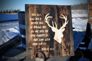 Rustic Hunting Sign – Genesis 27:3 Bible Verse