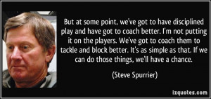 But at some point, we've got to have disciplined play and have got to ...