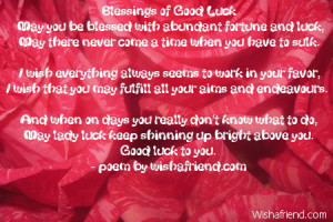 Blessings of Good Luck May
