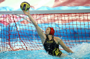 Goalkeeper Emma Knox makes a flying save in Australia's water polo ...