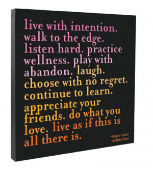 Live with Intention Quote on Canvas