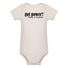 got power? Thank a Lineman. Organic Baby Bodysuit for
