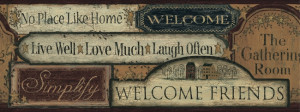 ... primitive welcome signs wallpaper border this charming wallpaper will