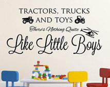 ... little boys Large Vinyl Wall Quote Mural Decal Sticker - Truck Theme