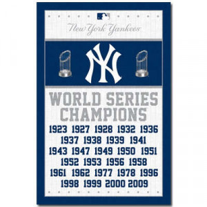 New York Yankees World Series Champions Baseball Poster - 22x34
