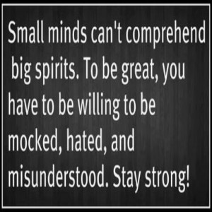 Small Minds Can’t Comprehend big Spirits