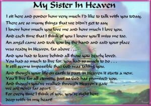 Missing My Sister In Heaven | Latest Blog Entries