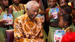 Nelson Mandela greets children in Cape Town, South Africa, in April ...