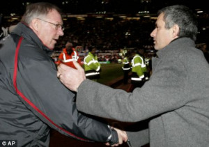 Jose Mourinho, right, and Manchester United manager Sir Alex Ferguson