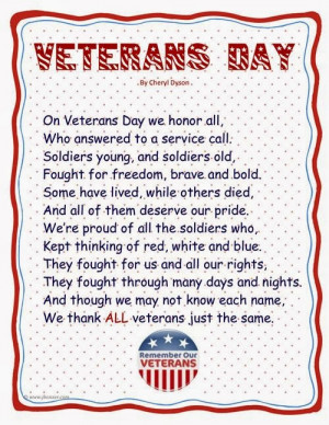 The last meaning veterans is an celebrative peoms about Veterans Day ...
