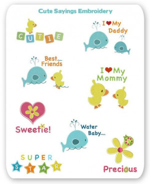 Cute Sayings Embroidery Designs Animal Duck Whale Flower Star Heart ...