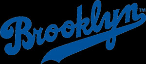 Brooklyn Dodgers Wordmark Logo (1938) - Brooklyn scripted in blue with ...