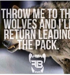 Throw me to the wolves and ill return leading the pack !