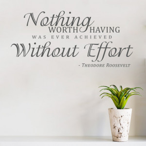 Nothing Without Effort - Inspirational Wall Quote, Roosevelt Quote ...