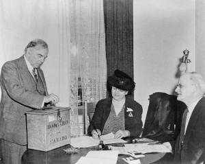 Rt. Hon. W.L. Mackenzie King voting in the plebiscite on the ...