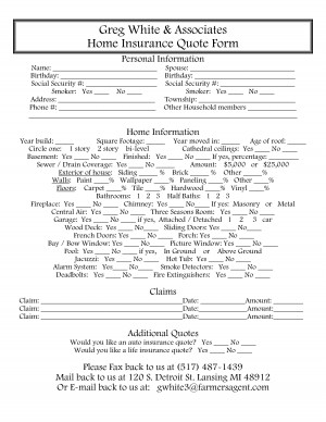 Greg White Associates Home Insurance Quote Form