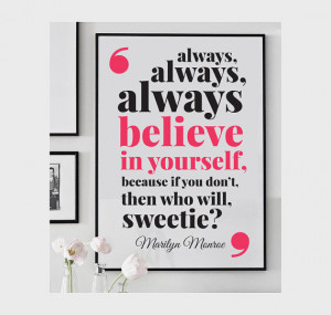 Inspirational quote, marilyn monroe quote, wall decor, marilyn monroe ...