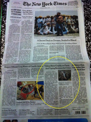 Front Page of Sunday New York Times? Animal Cruelty not a crime—but ...