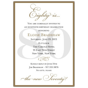 Classic 80th Birthday Gold Party Invitations