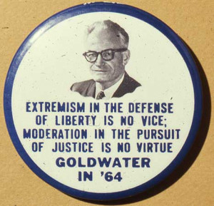 Barry Goldwater campaign button in 1964