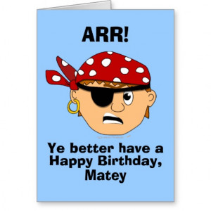 Arr Pirate Boy Funny Birthday Card Template