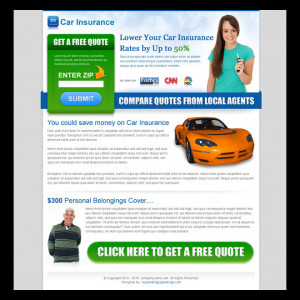 Purchase car insurance zip submit converting landing page design