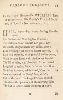 Phillis Wheatley’s poem on tyranny and slavery, 1772
