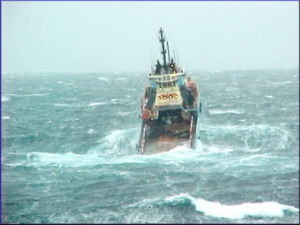 Fishing Boat in Rough Seas