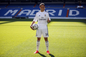 Real Madrid's new player Javier Hernandez poses for the media at ...