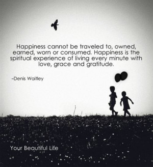 owned, earned, worn or consumed. Happiness is the spiritual experience ...