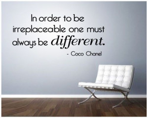 Coco Chanel Quote Irreplaceable Vinyl Wall Decal Words Quote Sticker ...