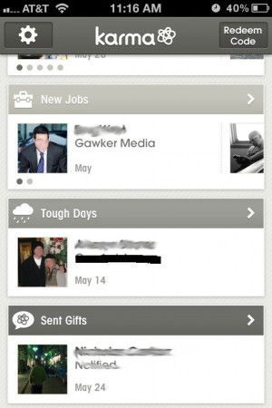 ... is promoted, or had a bad day, Karma suggests getting a present