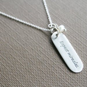 Expect Miracles Sterling Silver Quote Necklace with Pearl ...