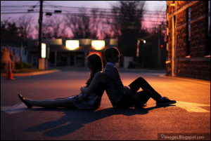 Couple, cute, sad, alone, street, road