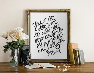 Quote Print, Printable art wall decor, Inspirational Jane Austen ...