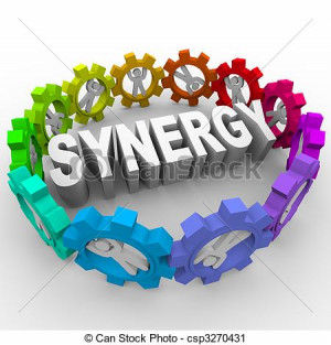 Stock Illustration - Synergy - People in Gears Around Word - stock ...