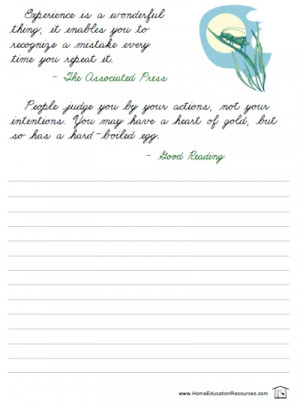 quotations or quotes with graphics and lines to practice handwriting ...