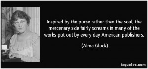 Inspired by the purse rather than the soul, the mercenary side fairly ...